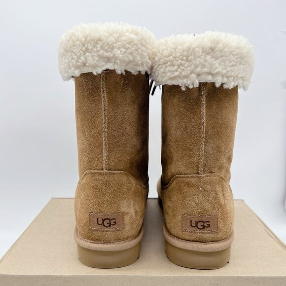 UGG Australia Sarissa Shearling Short Chestnut Waterproof Boots Suede US 11 - Picture 7 of 12